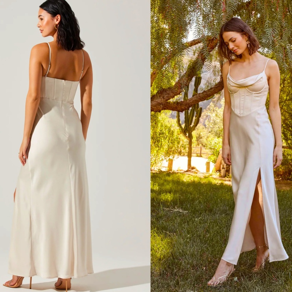 ASTR The Label - “Cannes Satin Bustier Maxi Dress” NWT